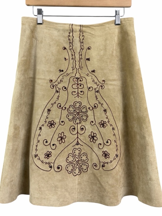 Danier Dresses & Skirts - Vintage Danier Embroidered Beaded Genuine Suede Skirt Boho Western Size 6